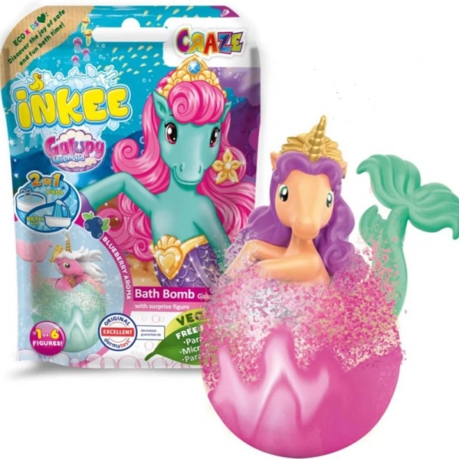 INKEE - Bombe de bain effervescente avec surprise - Sirène de licorne petite Galupy mer