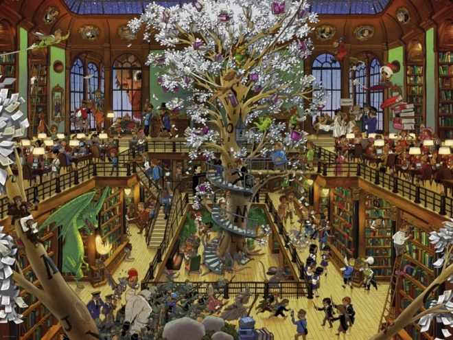 Puzzle 1500 pièces – Bibliothèque, Oesterle + poster