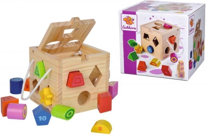Cube en bois – boîte à formes, 12 pièces