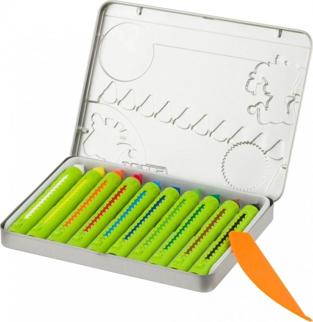 Pastels incassables dans une boîte en métal