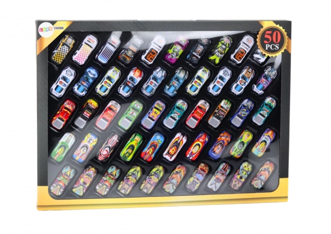 Ensemble de petites voitures à roulettes Power Cars colorées 50 pièces