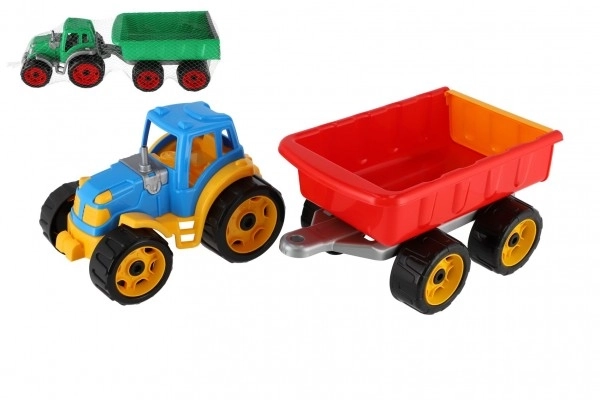 Tracteur avec remorque en plastique 53cm à roue libre en filet