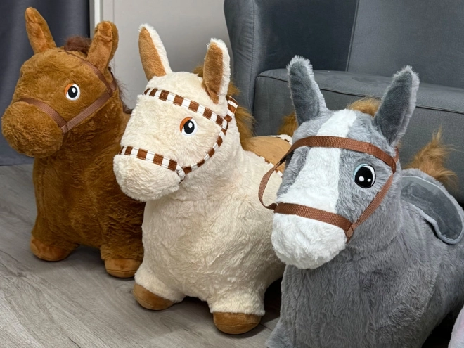 Cheval sauteur en peluche gris – Gris