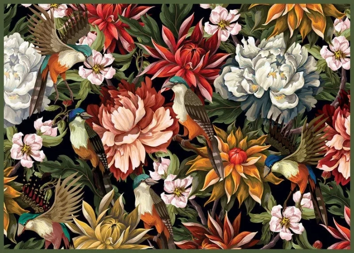 Puzzle Jardin secret : Oiseaux parmi les fleurs 1000 pièces