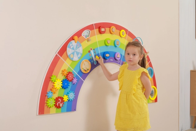 Panneau mural Montessori en bois - arc-en-ciel