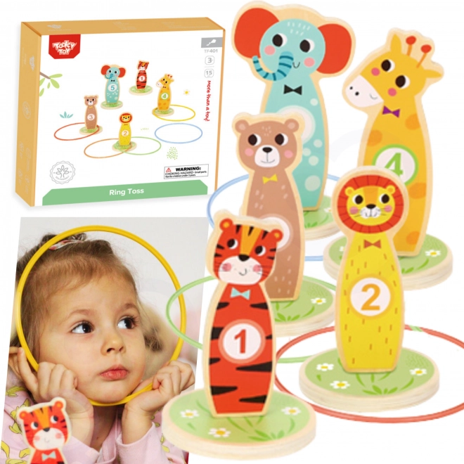 Jeu d'adresse en bois Tooky Toy - lancer sur cible animaux