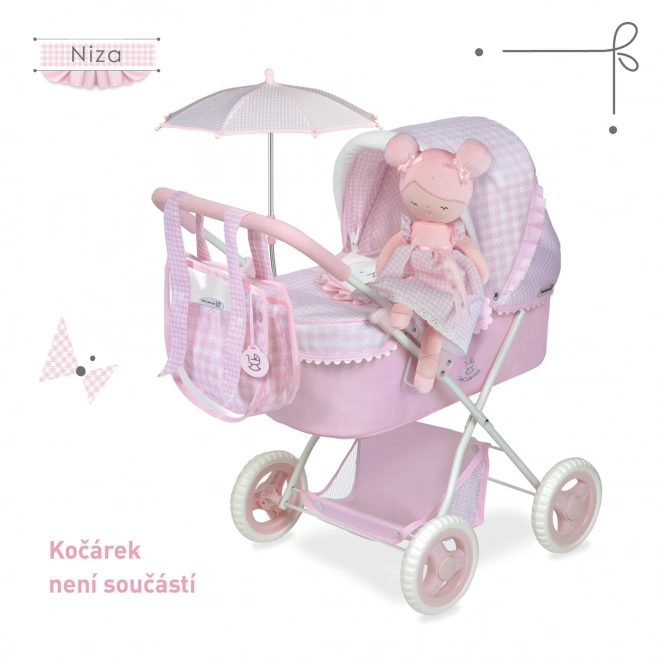 DeCuevas 20046 Poupée en peluche NIZA - 36 cm avec berceau
