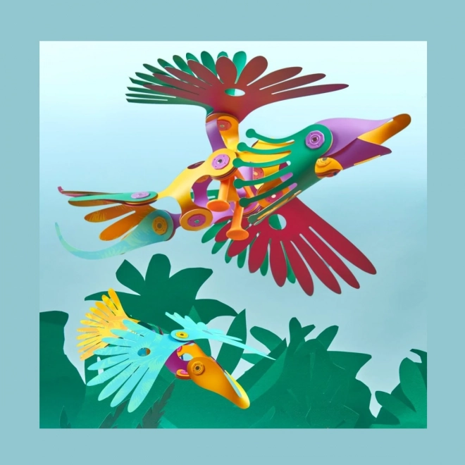 Jeux de construction magnétiques Clixo - Oiseaux tropicaux - 22 pièces
