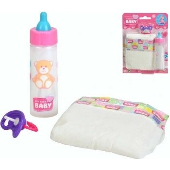 Ensemble pour bébés New Born Baby - biberon, tétine et couche