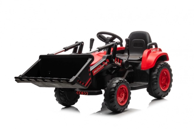 Tracteur rouge pour enfants avec batterie rechargeable et godet