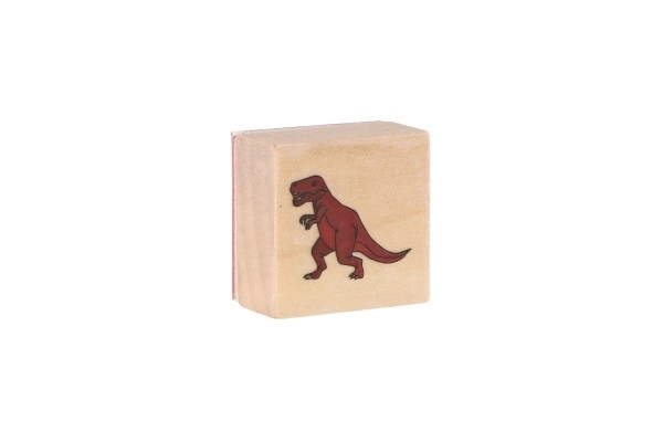 Tampons en bois 5+1 avec coussinet dinosaures 3x3cm sur carte