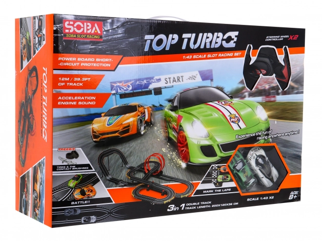 Grande piste de course Top Turbo pour enfants 8+ avec voitures télécommandées et fonctionnalités interactives