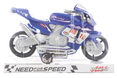 Moto en plastique bleu à inertie