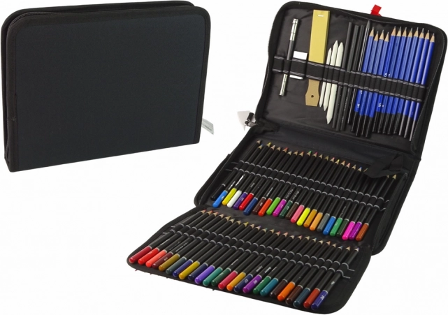 Set du petit artiste – crayons de couleur, crayons graphite et fusains en étui, 95 pièces