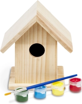 Petite cabane à oiseaux en bois à colorier pour enfants