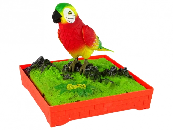 Perroquet coloré chantant avec cage