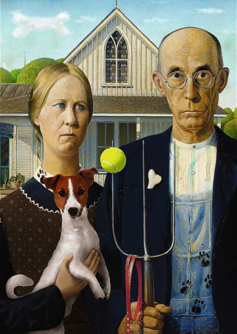 Puzzle 500 pièces American Gothic Édition canine