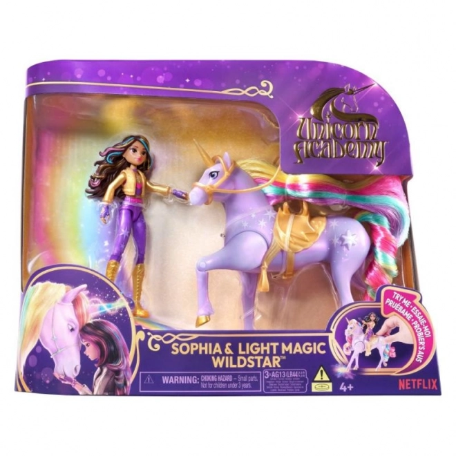 Licorne lumineuse et figurine Sophia & Wildstar