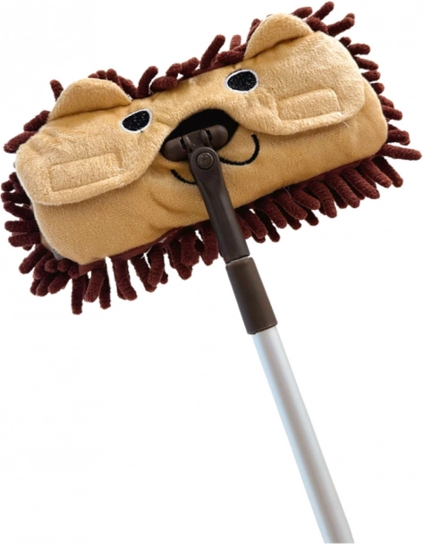 Serpillière pour enfants avec manche télescopique Animal Marron
