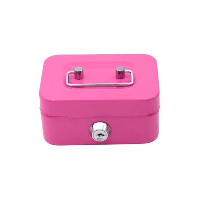 Tirelire verrouillable à deux clés en métal rose