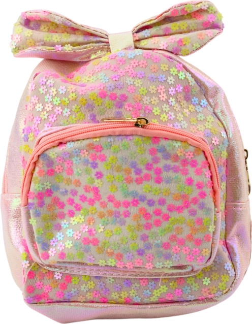 Sac à dos pour enfant rose avec nœud et paillettes