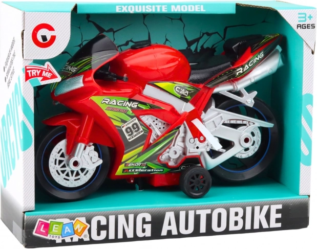 Moto de course jouet avec effets de lumière et de son rouge