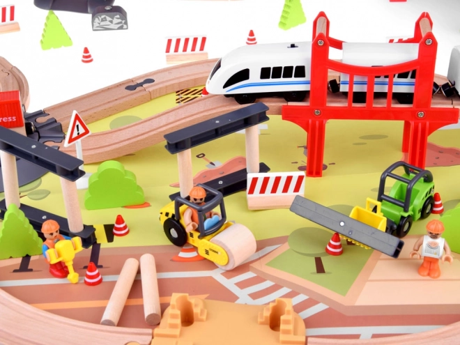 Chemin de fer en bois pour enfants avec base de transport et grue