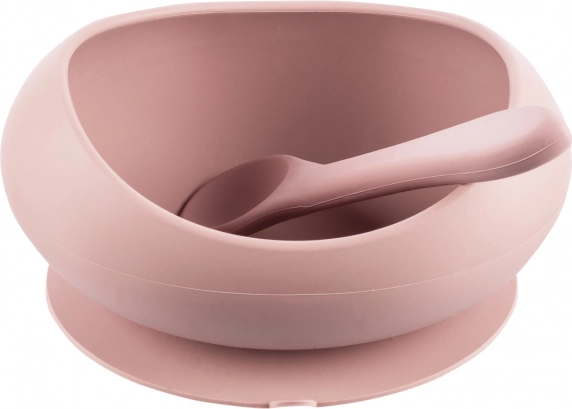 Bol en silicone avec bords surélevés et ventouse, Old Pink