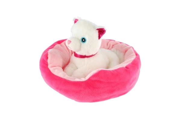 Petit animal chien dans son panier peluche 4 couleurs 22x24cm 24m+
