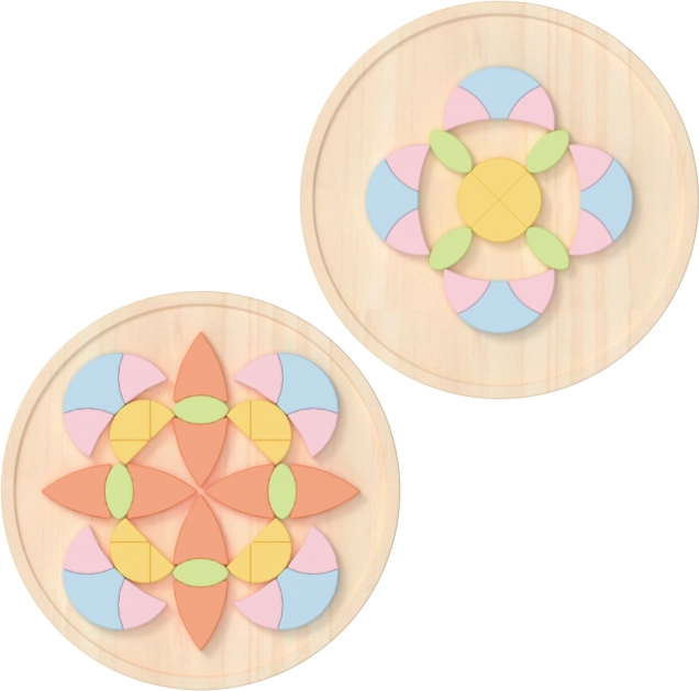 Mandala pastel Montessori mosaïque de fleurs