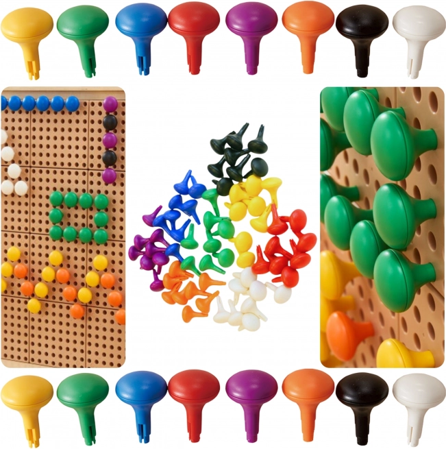 Masterkidz grands chevilles jumbo pour tableau STEM, 64 pcs – 8 couleurs