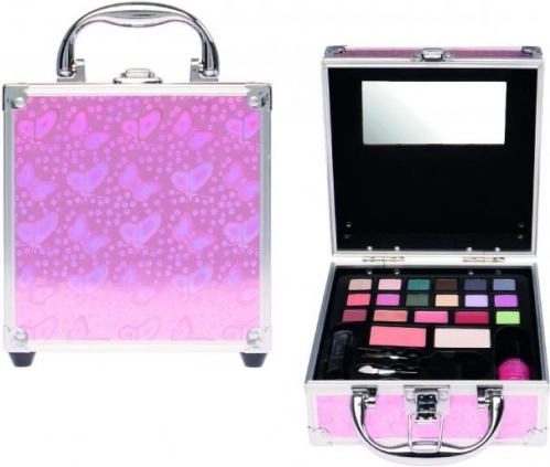 mallette cosmétique avec papillons – petit set de maquillage portable pour filles