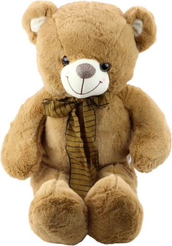 Ours en peluche avec ruban marron rayé 60 cm