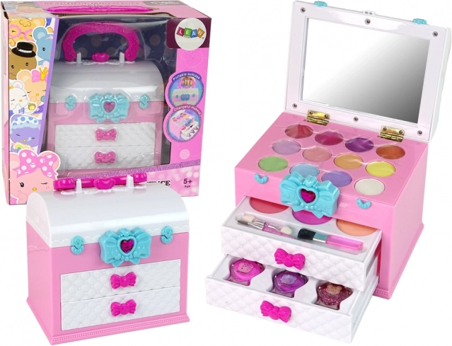 Mallette de beauté pour enfants rose et blanche