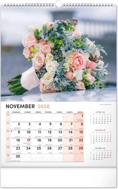 Calendrier mural Fleurs 2026