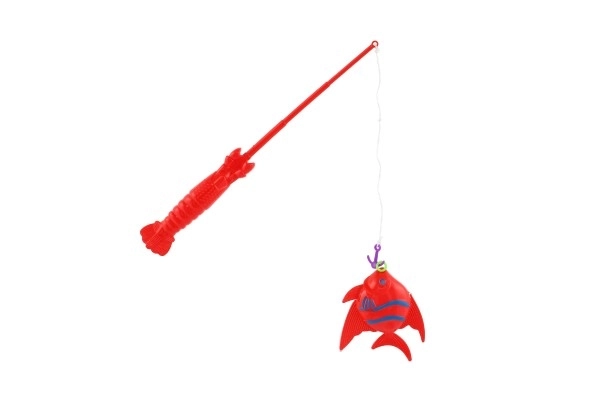 Jeu de poisson/pêcheur avec canne à pêche 26cm plastique 5 couleurs sur carte 15,5x49x2cm