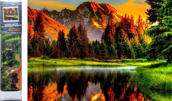 Kit de peinture au diamant - coucher de soleil sur le lac