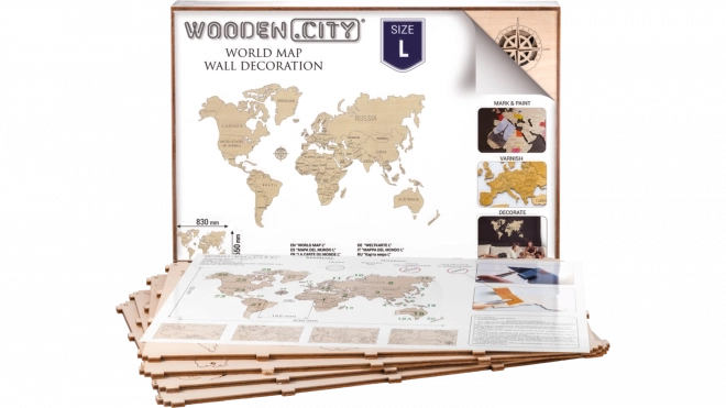 Carte en bois du monde WOODEN CITY grande