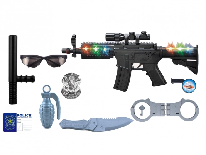 Set de police dans une valise Effets Fusil lumineux et sonore