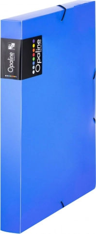 Boîte d’archivage A4 avec élastique, bleue, polypropylène, dos 3 cm