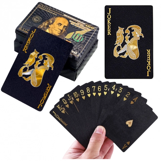 cartes à jouer en plastique noir au design élégant 54 cartes
