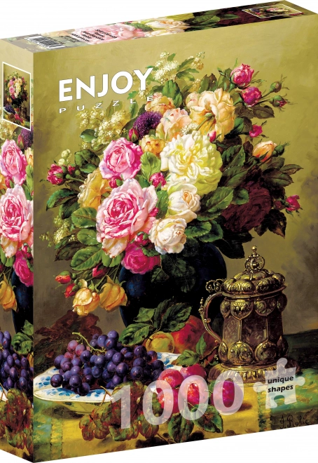 Profitez du puzzle - Nature morte avec roses de Jean-Baptiste Robie, 1000 pièces