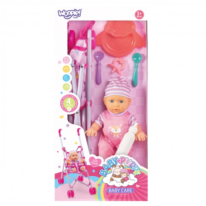 Woopie première poupée pour enfants avec poussette et ensemble de repas