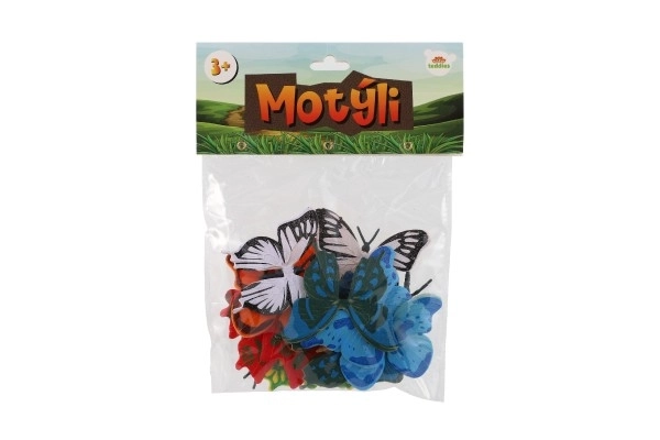 Papillons 12 pièces en plastique 7-8cm dans un sachet