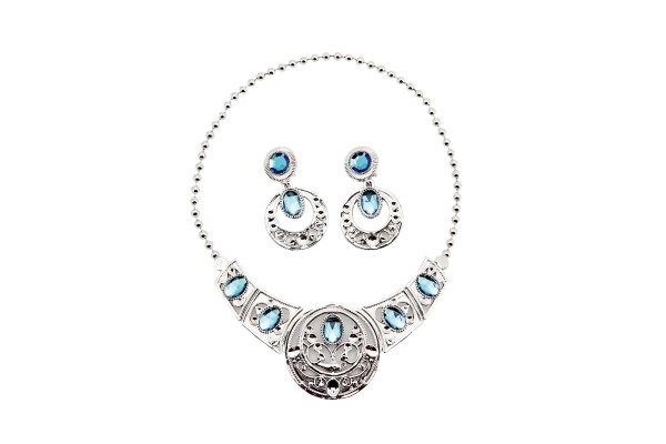 Grand ensemble de beauté couronne en plastique + collier + boucles d'oreilles + sceptre 4 pièces sur carte
