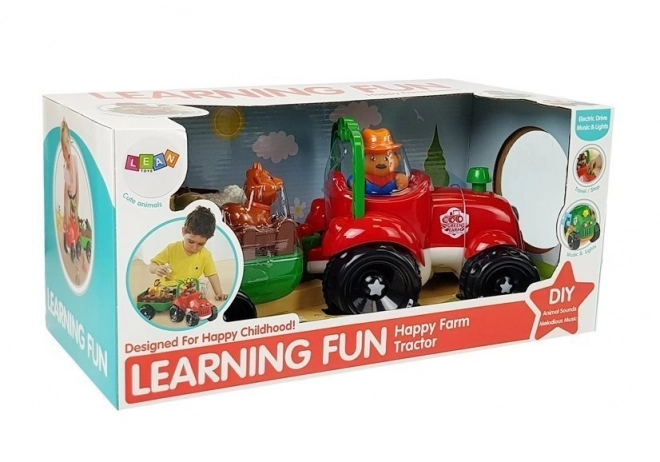 Tracteur avec remorque, animaux pour enfants avec lumière sur piles Son