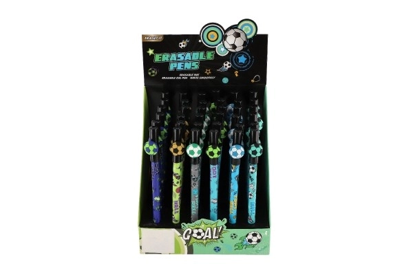 Stylo gomme avec ballon de football 16cm en plastique 6 couleurs 36 pcs dans une boîte