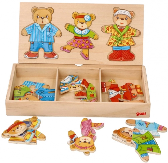 Famille d'Ours à Habiller - Puzzle en Bois