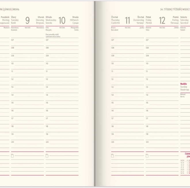 Agenda hebdomadaire Notique noir-doré 2026