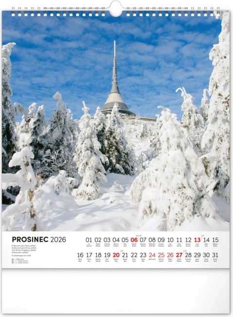 Calendrier mural République tchèque 2026